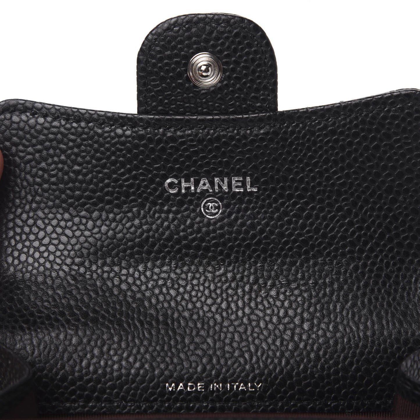 Caviar Quilted Flap Card Holder Wallet Black