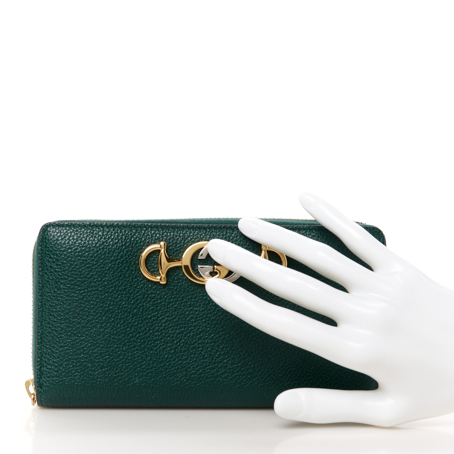 Gucci Grainy Calfskin Zumi Zip Around Wallet Vintage Green 2 of 8