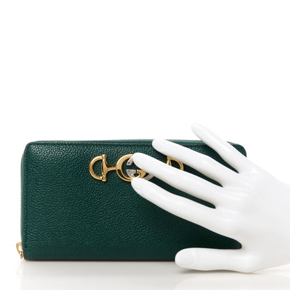Gucci Grainy Calfskin Zumi Zip Around Wallet Vintage Green 2 of 8