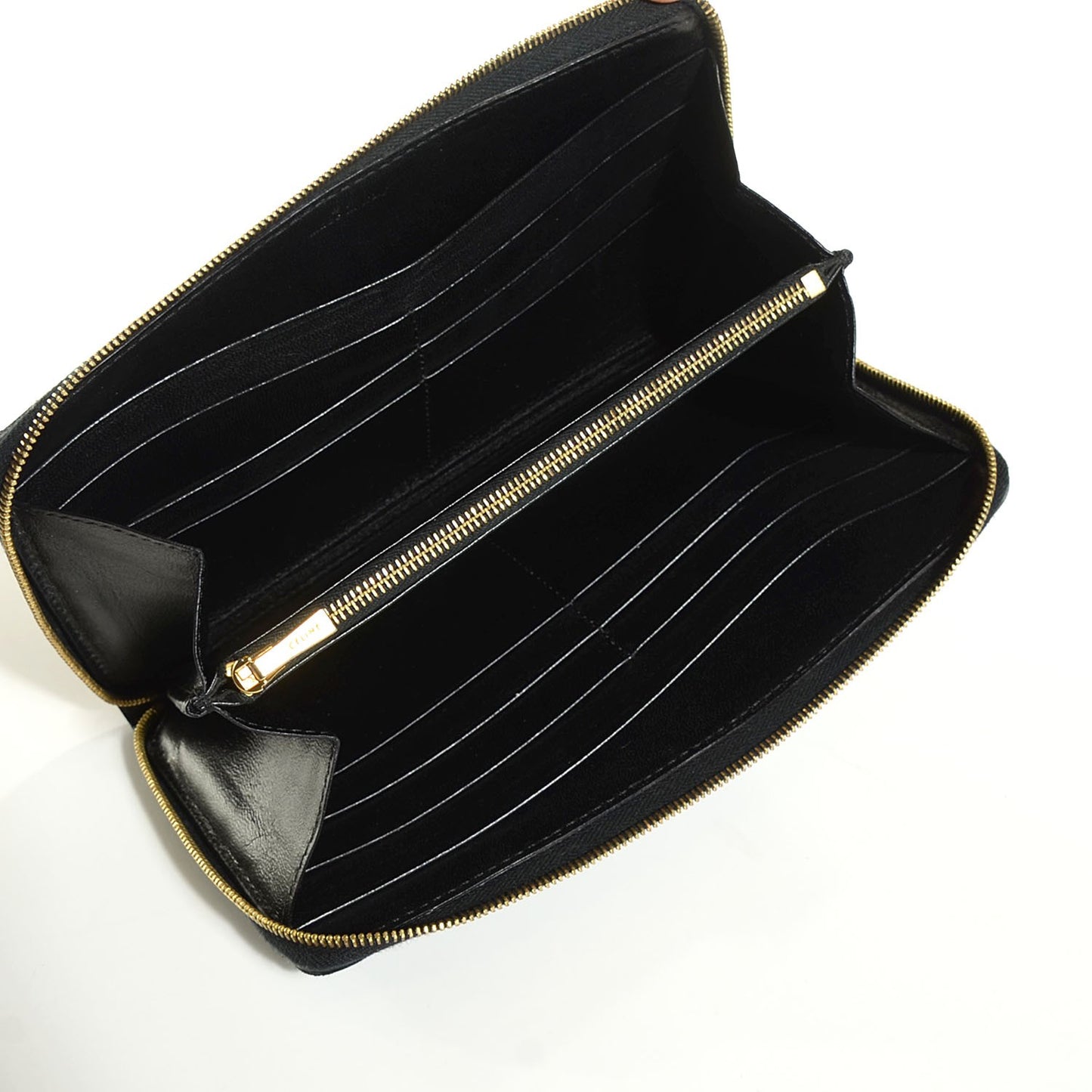 Lambskin Large Zip Around Multifunction Wallet Black