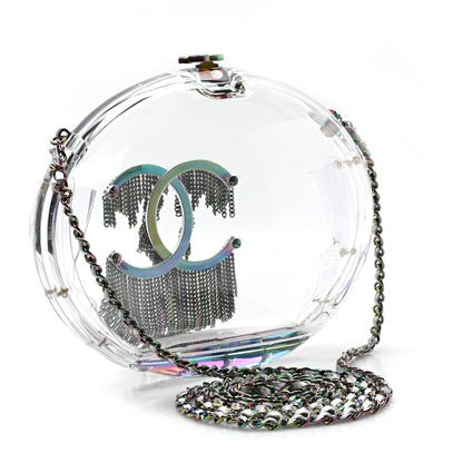 Chanel Plexiglass Iridescent Chain Fringe CC Clutch Clear 3 of 10