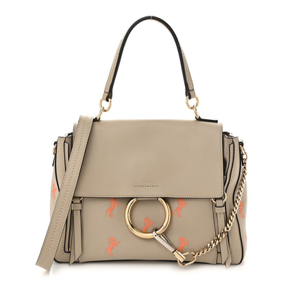 Chloe Smooth Calfskin Little Horses Embroidered Small Faye Day Shoulder Bag Pastel Grey 1 of 10