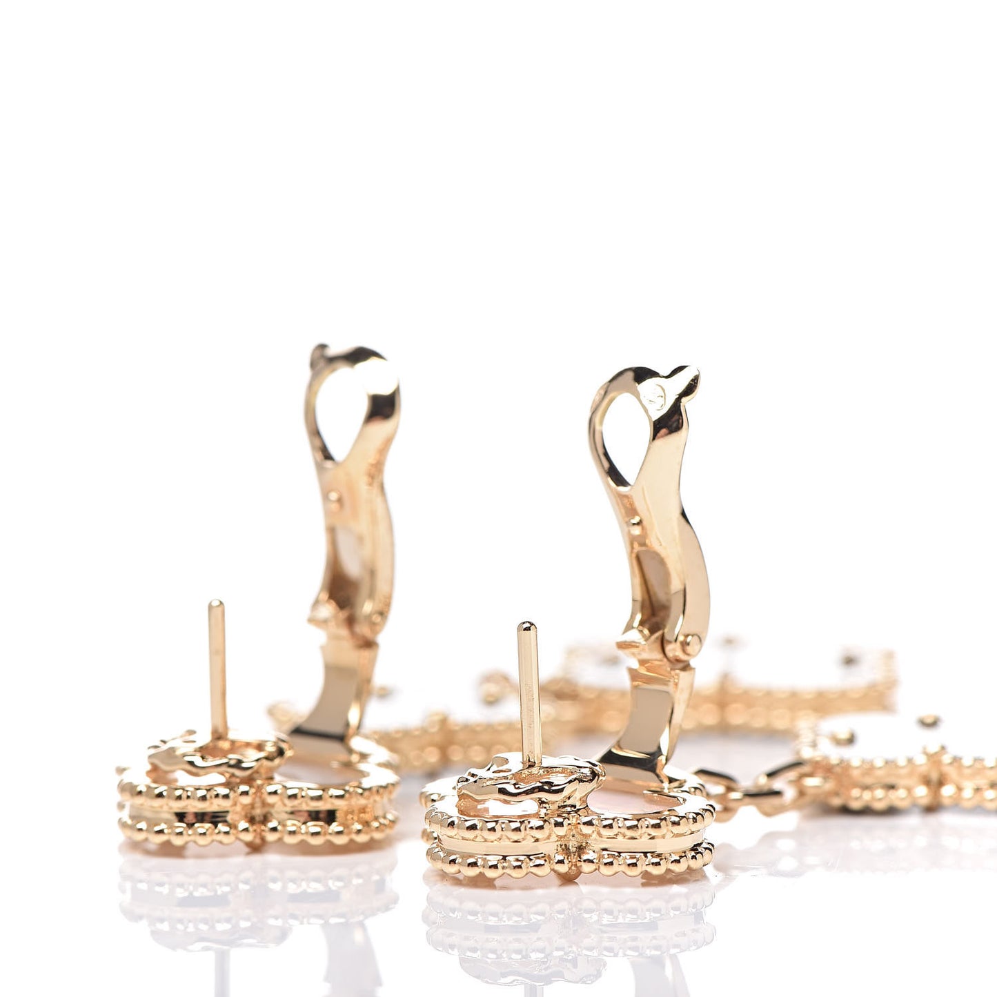 18K Yellow Gold Mother of Pearl Black Onyx 3 Motifs Magic Alhambra Earrings