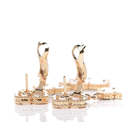Van Cleef & Arpels 18K Yellow Gold Mother of Pearl Black Onyx 3 Motifs Magic Alhambra Earrings 3 of 4