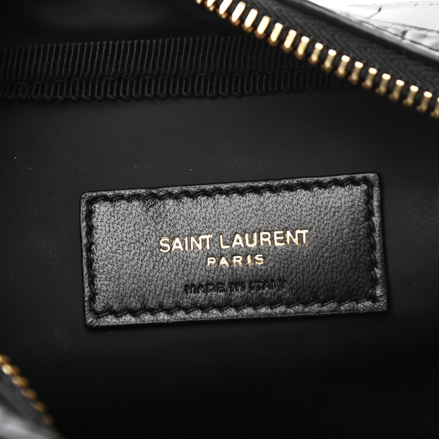 Saint Laurent Calfskin Crocodile Embossed Cosmetic Case Black 6 of 9