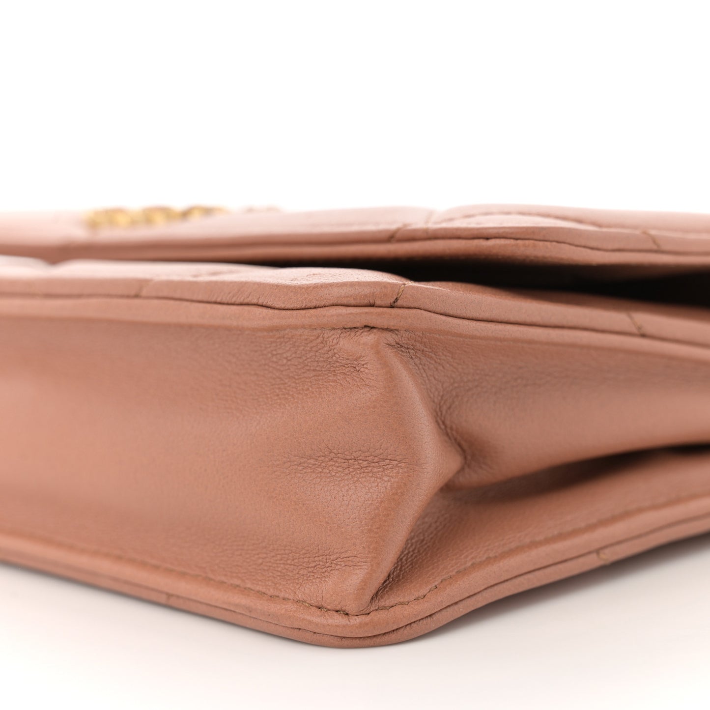 Lambskin Quilted Chanel 19 Wallet On Chain WOC Brown