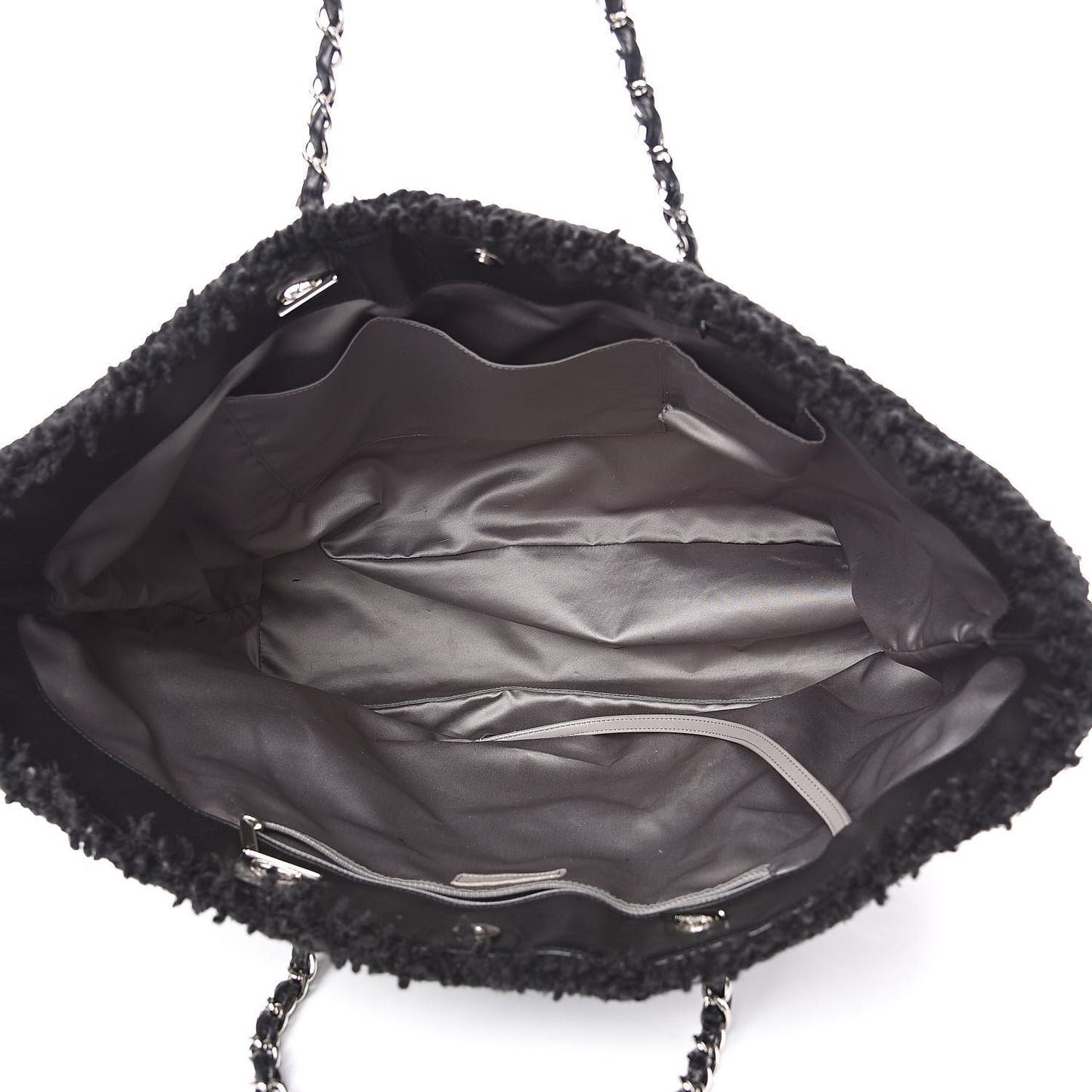 Vinyl Quilted Large Funny Tweed Tote Black