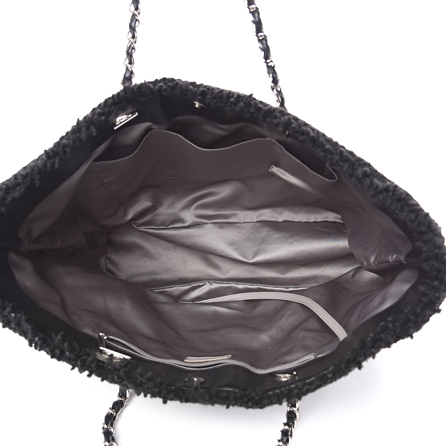 Chanel Vinyl Quilted Large Funny Tweed Tote Black 6 of 15