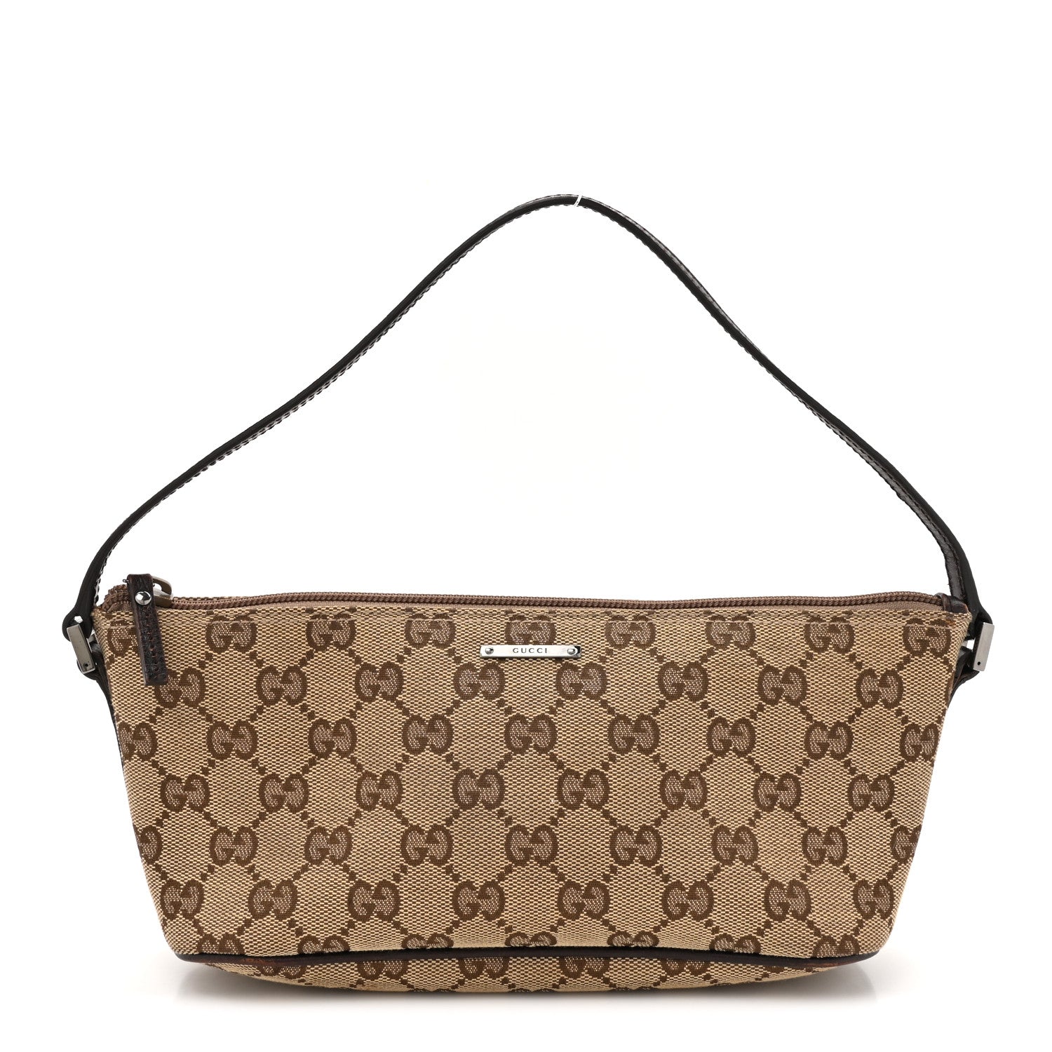Gucci Monogram Web Boat Pochette Brown 1 of 15