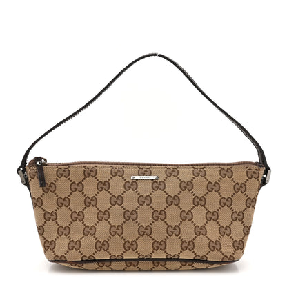 Gucci Monogram Web Boat Pochette Brown 1 of 15
