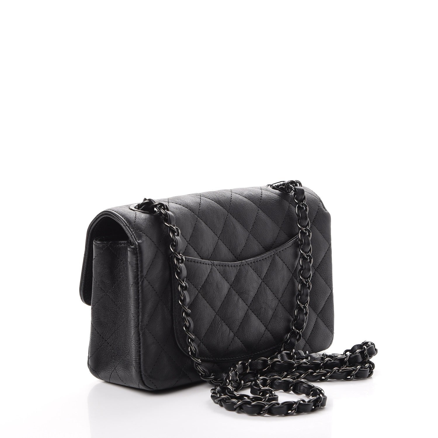 Chanel Crumpled Calfskin Quilted Mini Rectangular Flap So Black 3 of 8