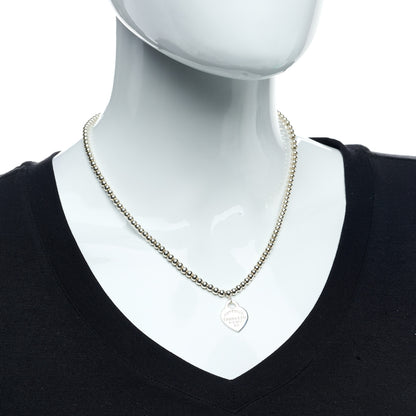 Tiffany Sterling Silver Return to Tiffany Heart Tag Bead Necklace 2 of 8