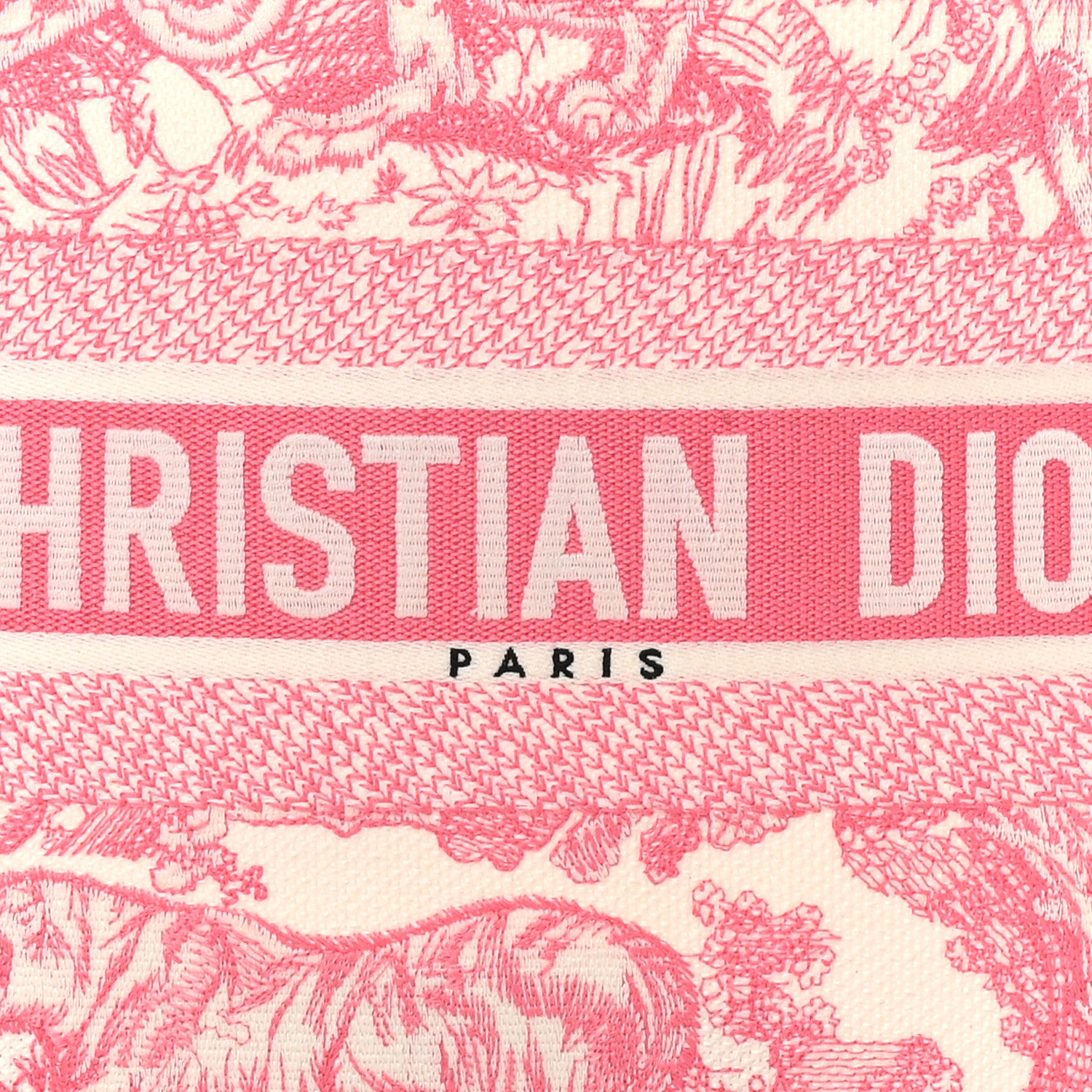 Christian Dior Canvas Embroidered Medium Dioriviera Toile De Jouy Book Tote Peony Pink 8 of 10