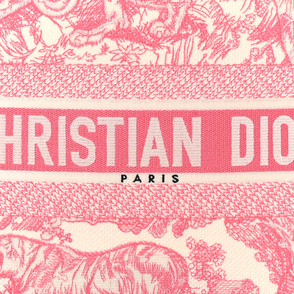 Christian Dior Canvas Embroidered Medium Dioriviera Toile De Jouy Book Tote Peony Pink 8 of 10