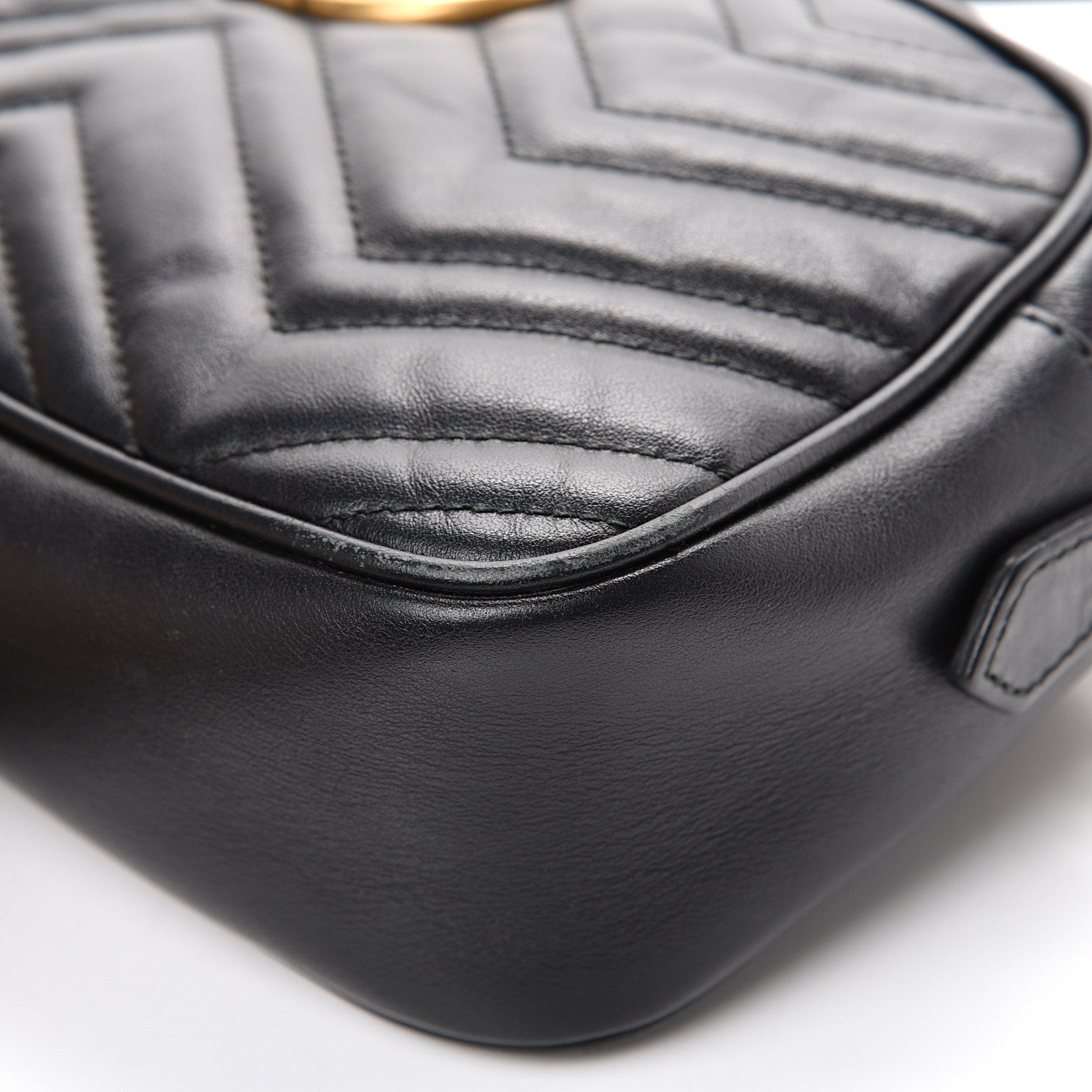 Gucci Calfskin Matelasse Small GG Marmont Chain Shoulder Bag Black 10 of 15