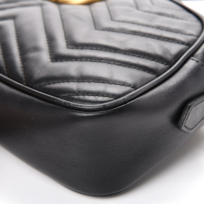 Gucci Calfskin Matelasse Small GG Marmont Chain Shoulder Bag Black 10 of 15