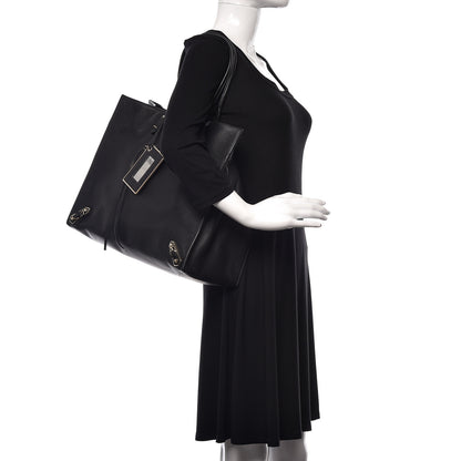 Balenciaga Grained Calfskin Silver Metallic Edge Hardware Papier A4 Tote Black 2 of 12