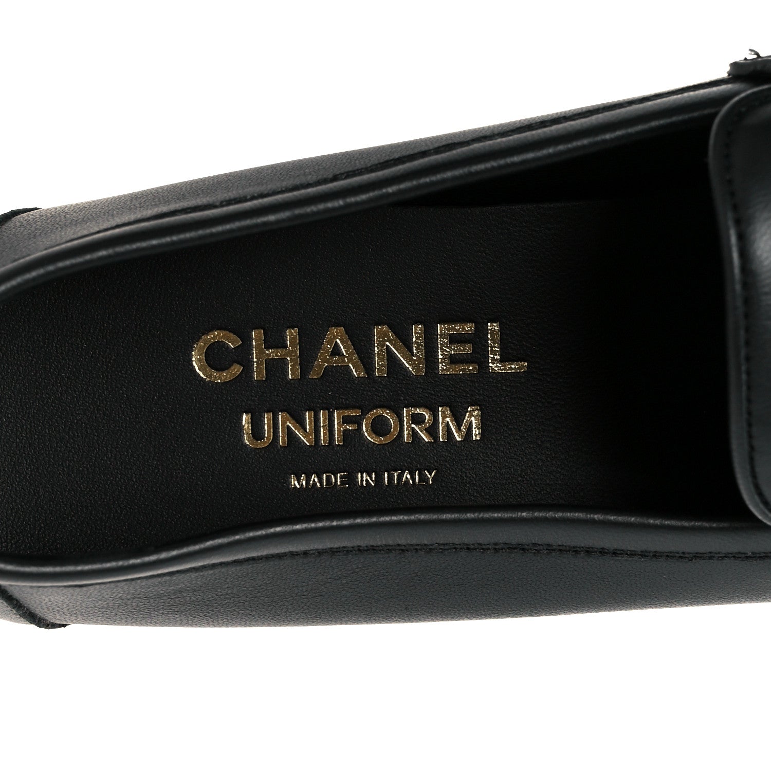 Chanel Calfskin Womens Stitched CC Loafers 38 Black 7 of 10