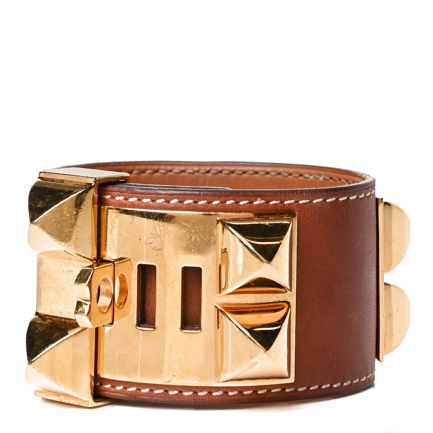 Hermes Barenia Collier de Chien CDC Bracelet S Fauve 1 of 7