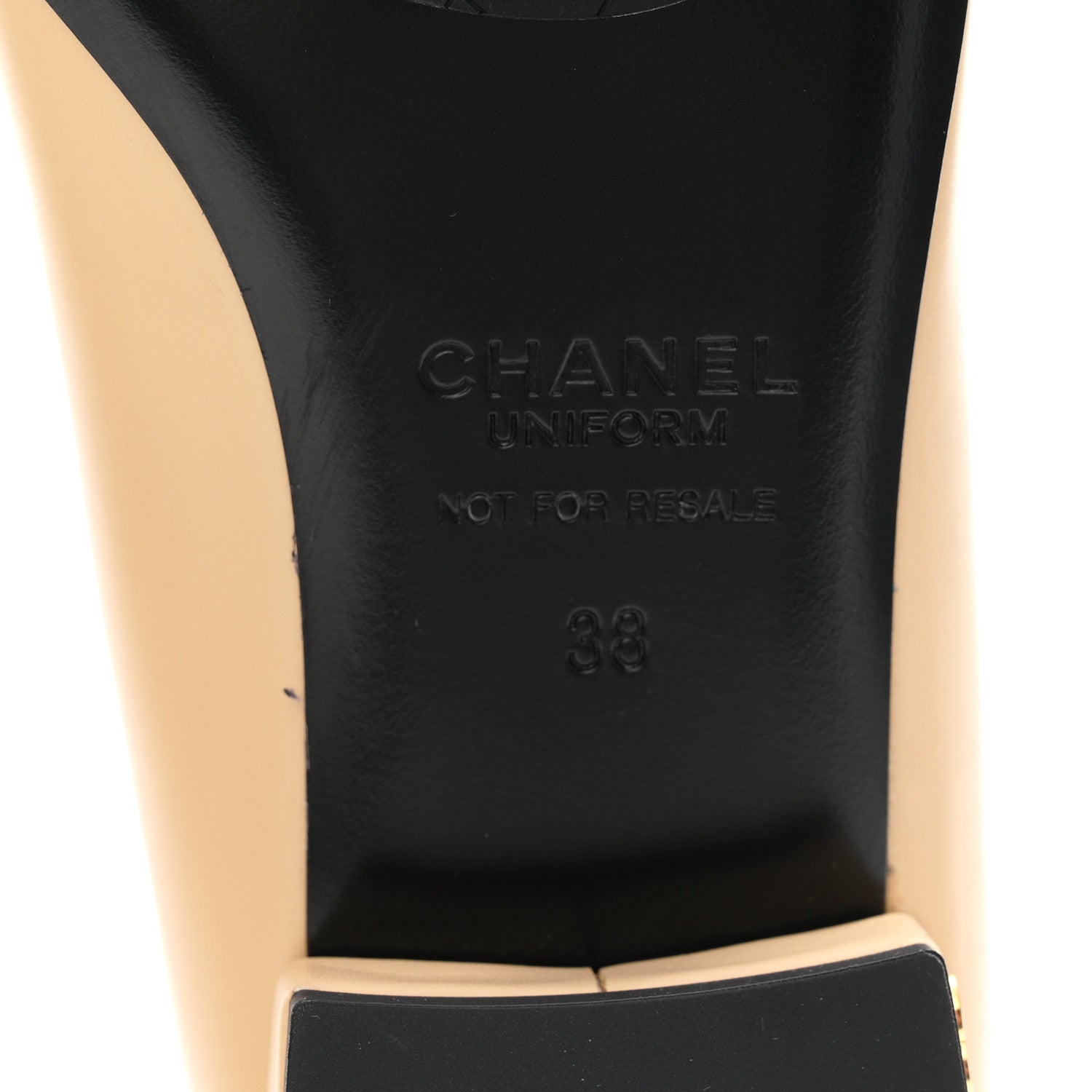 Chanel Lambskin Cap Toe CC Uniform Ballerina Flats 38 Beige Black 7 of 10