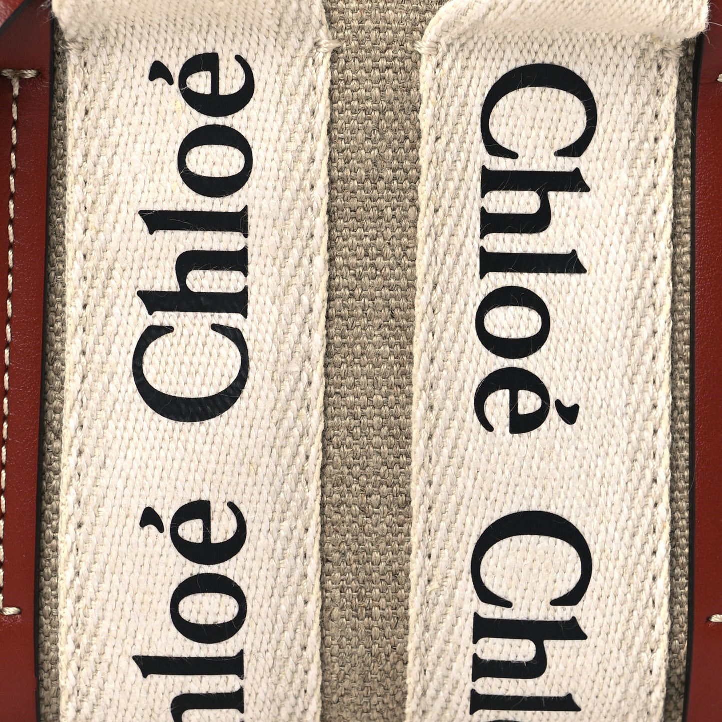 Cotton Calfskin Nano Woody Ribbon Tote White Brown