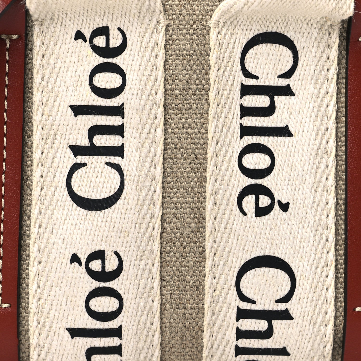 Chloe Cotton Calfskin Nano Woody Ribbon Tote White Brown 8 of 10
