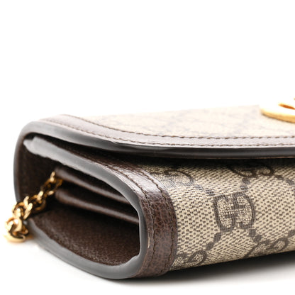Gucci GG Supreme Monogram Textured Dollar Calfskin Blondie Continental Chain Wallet Beige Ebony New Acero 9 of 11