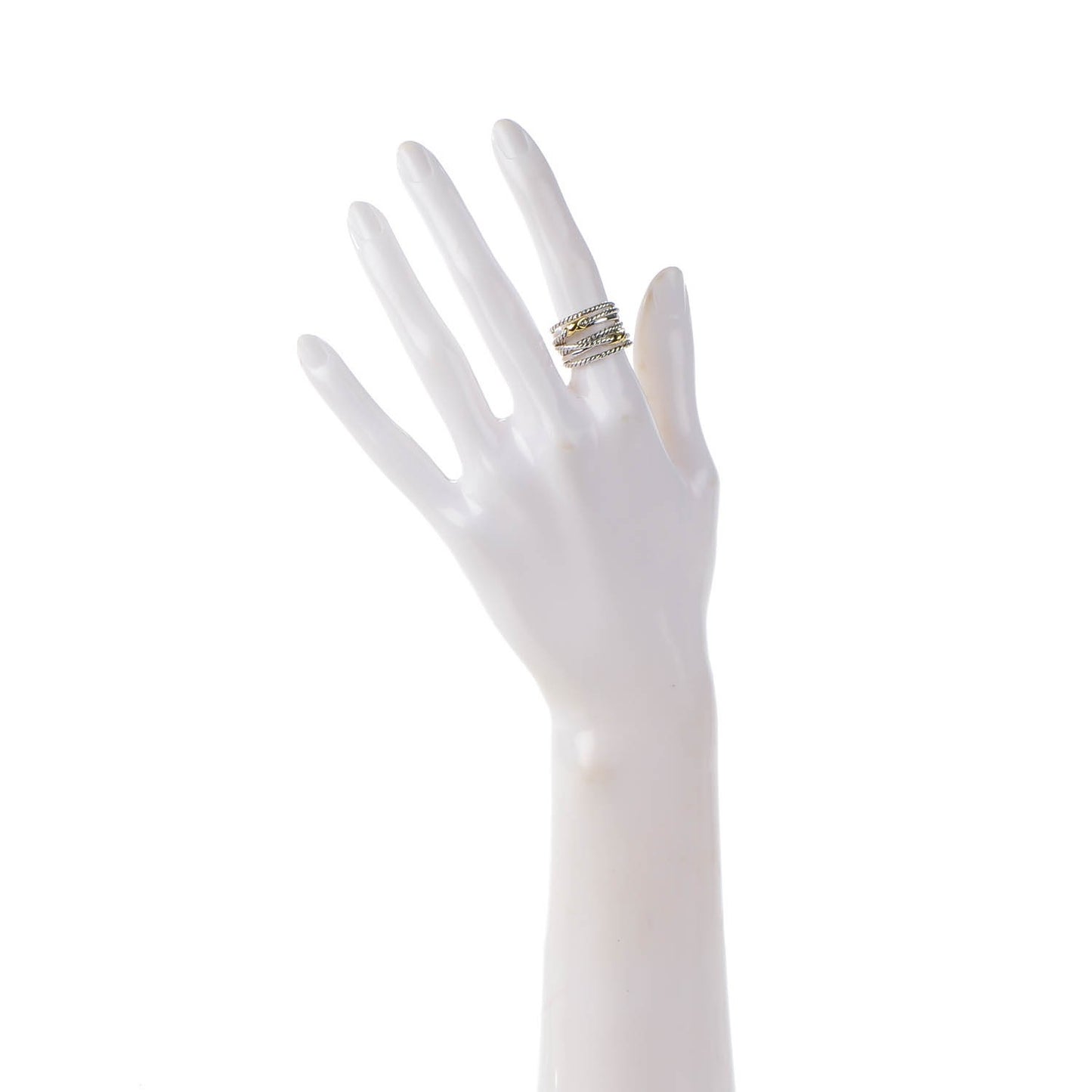 Sterling Silver 18K Yellow Gold Double X Crossover Ring 52 6