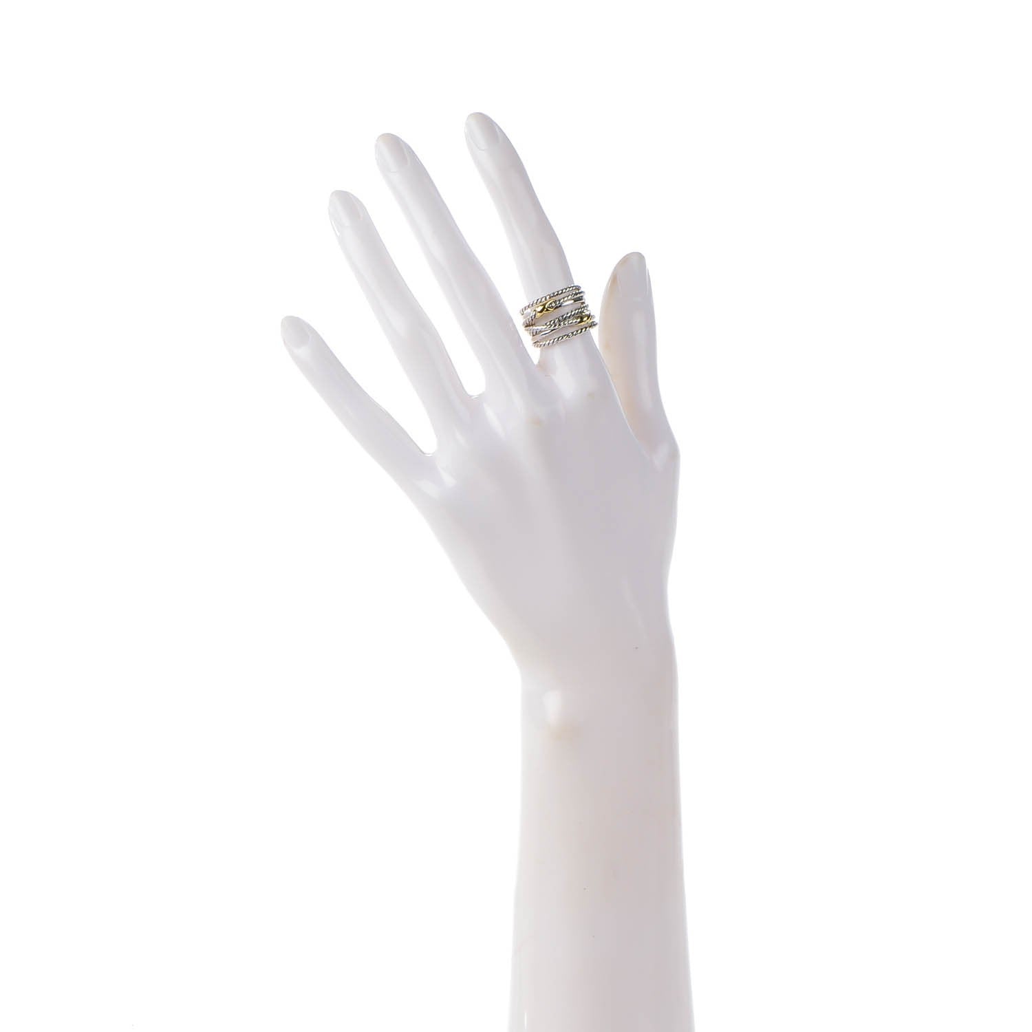 David Yurman Sterling Silver 18K Yellow Gold Double X Crossover Ring 52 6 2 of 5