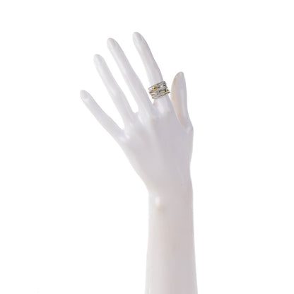 David Yurman Sterling Silver 18K Yellow Gold Double X Crossover Ring 52 6 2 of 5