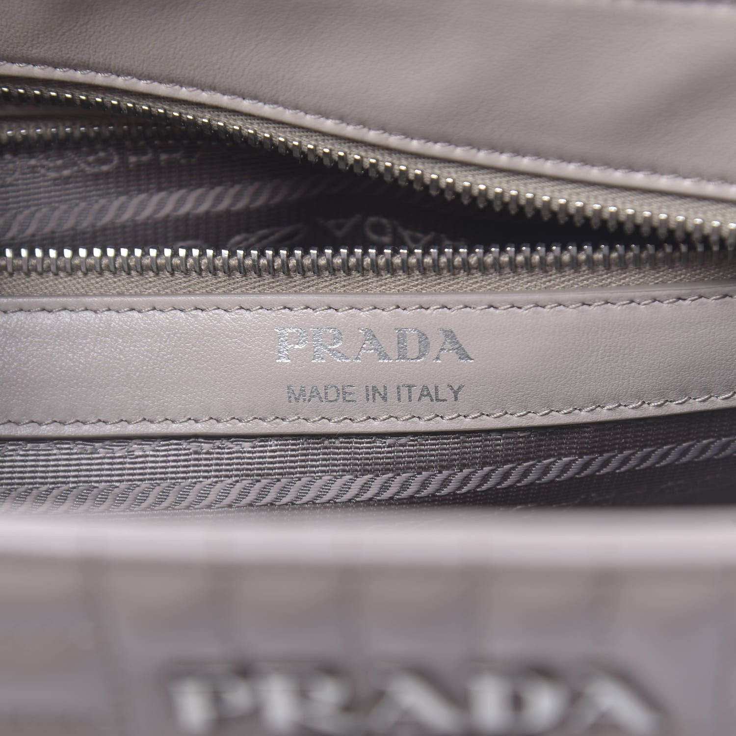 Prada Soft Calfskin Impunture Diagramme Double Zip Tote Pomice 6 of 9