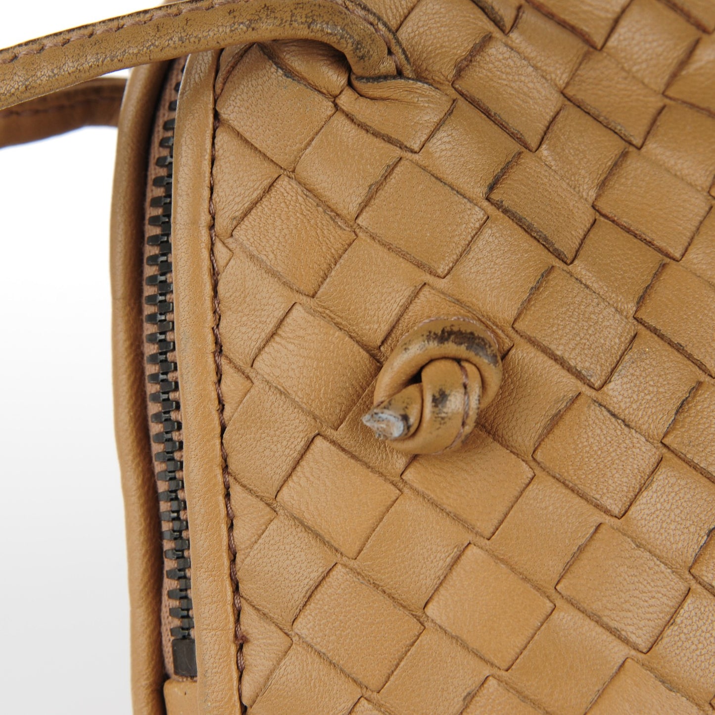 Nappa Intrecciato Pillow Crossbody Messenger Camel