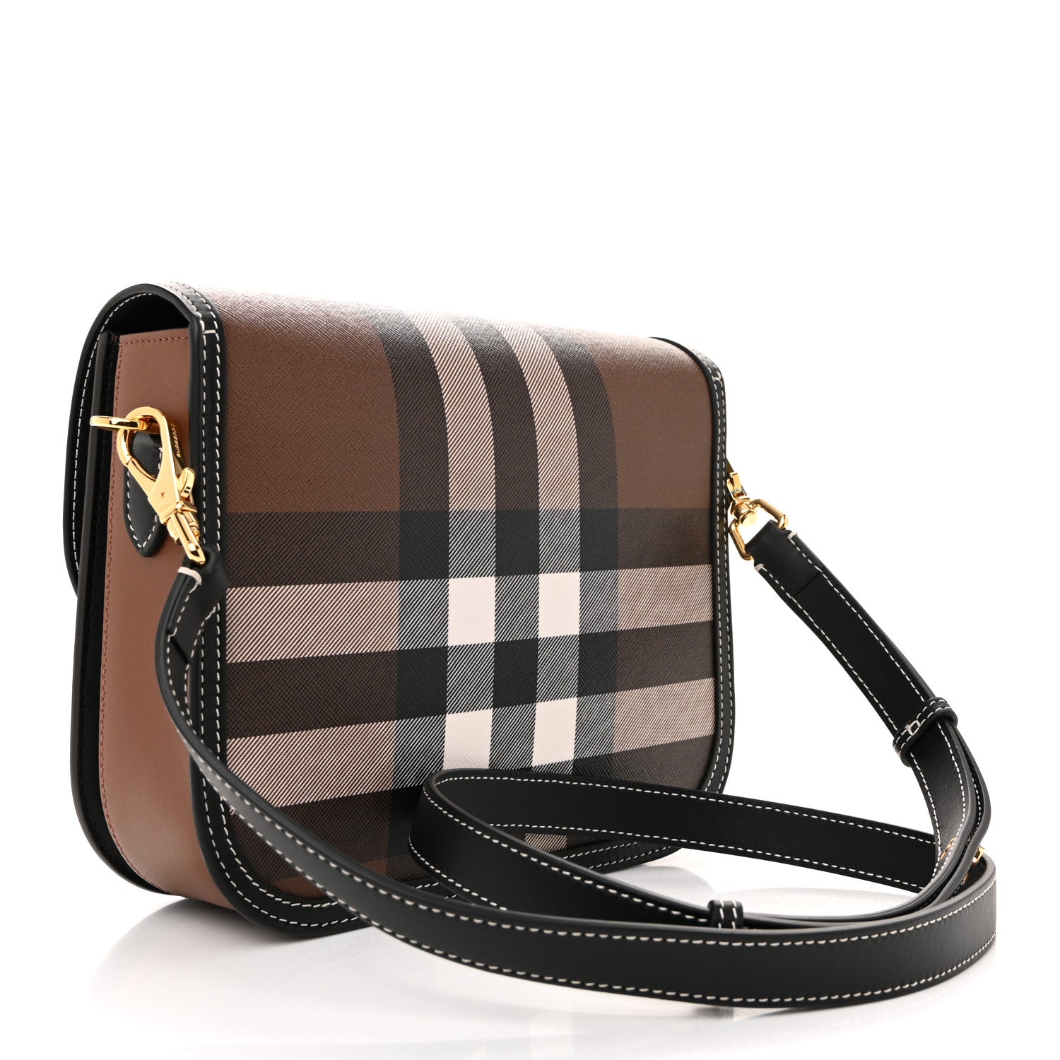 Burberry E-Canvas Check Calfskin Medium Elizabeth Bag Dark Birch Brown 3 of 10