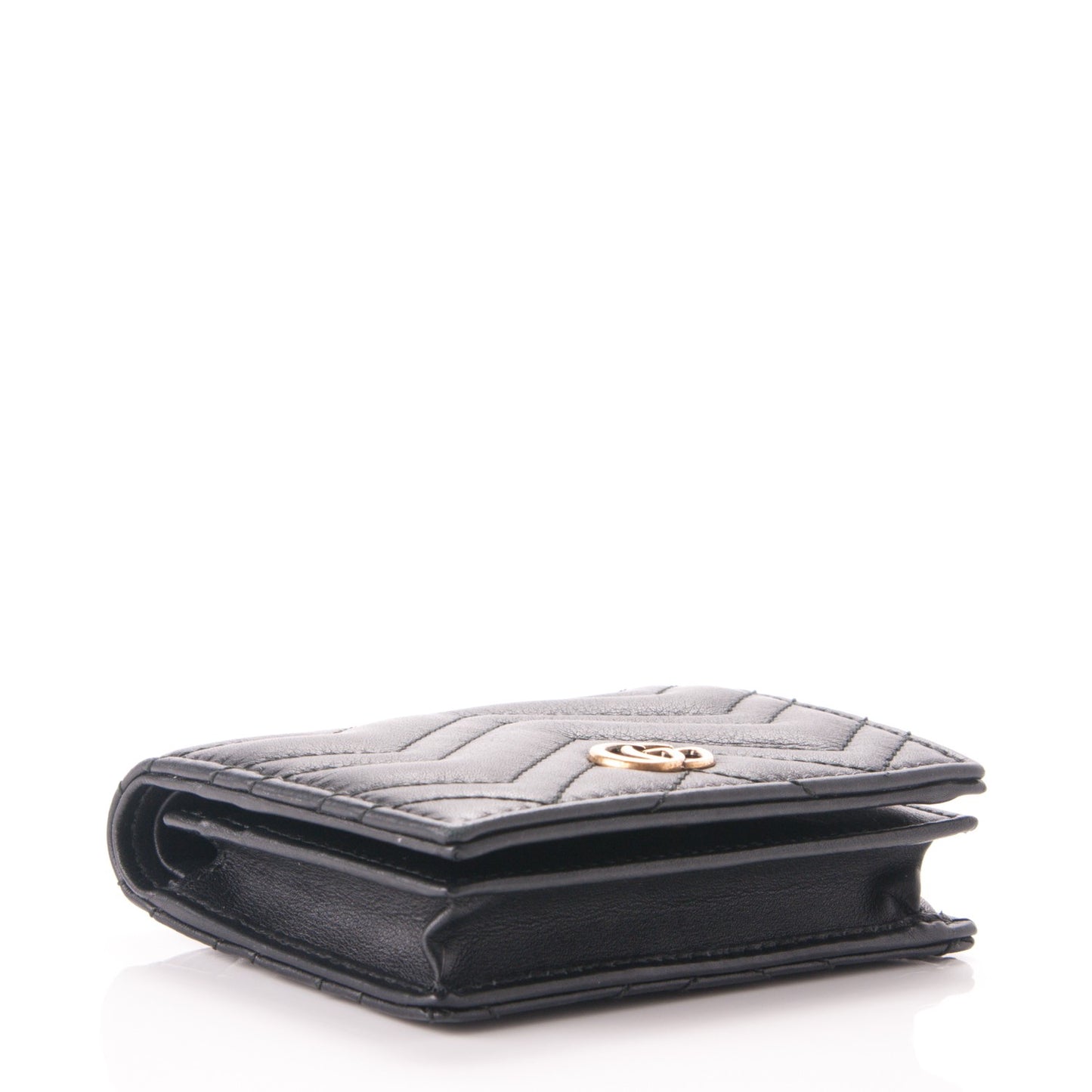 Calfskin Matelasse GG Marmont Card Case Black