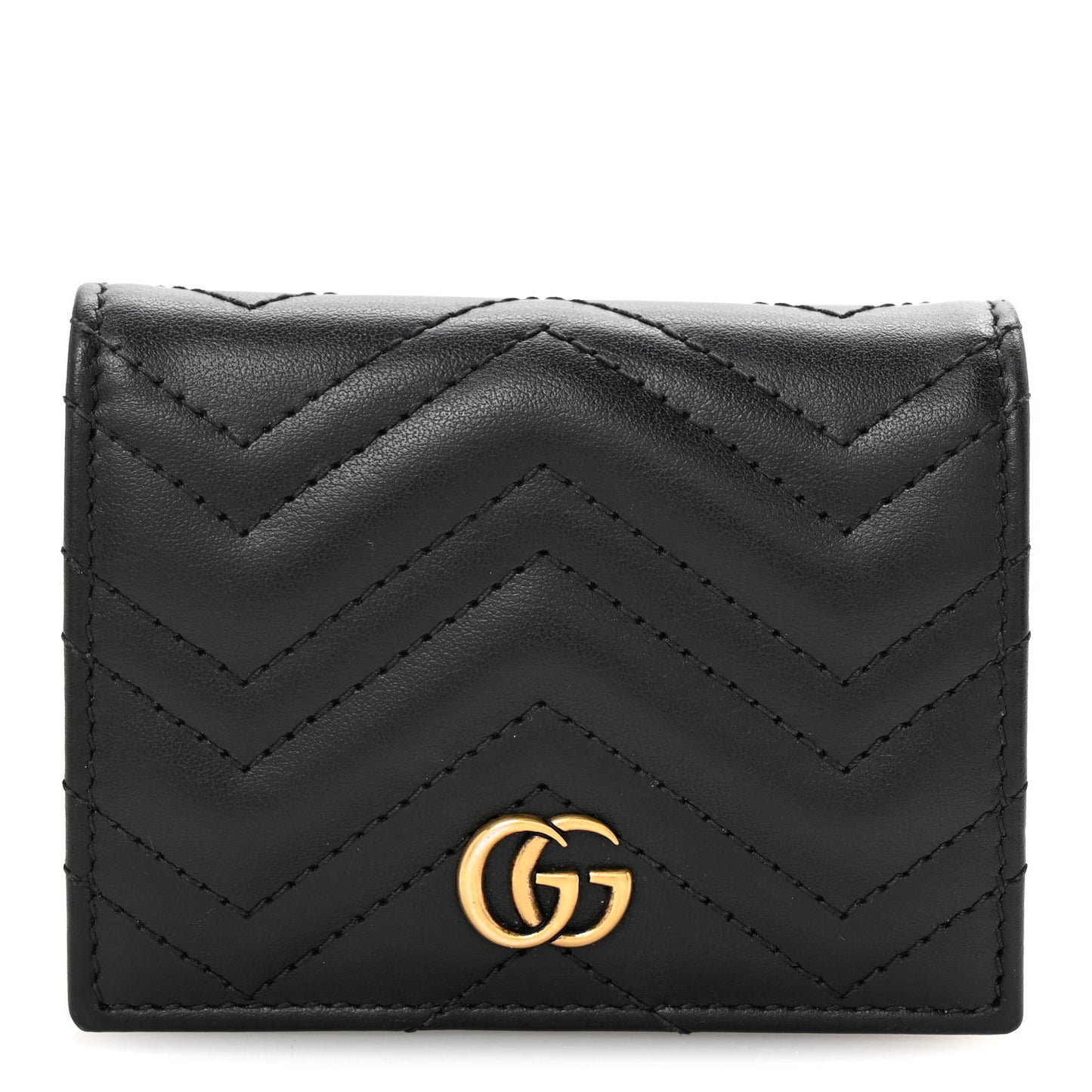 Calfskin Matelasse GG Marmont Card Case Wallet Black