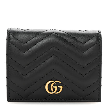 Gucci Calfskin Matelasse GG Marmont Card Case Wallet Black 1 of 8