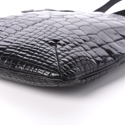 Saint Laurent Patent Crocodile Embossed Tribute Tote Black 7 of 10