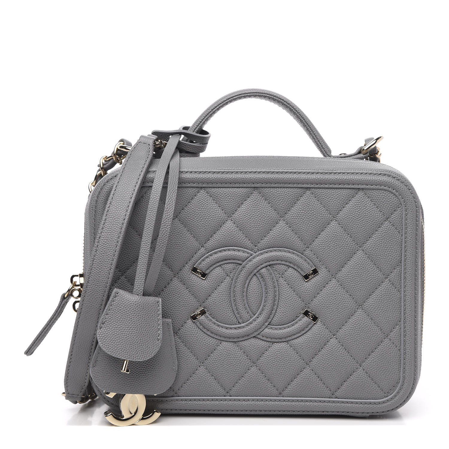 Chanel Caviar Quilted Medium CC Filigree Vanity Case Grey 1 of 9