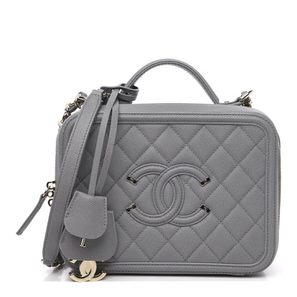 Chanel Caviar Quilted Medium CC Filigree Vanity Case Grey 1 of 9
