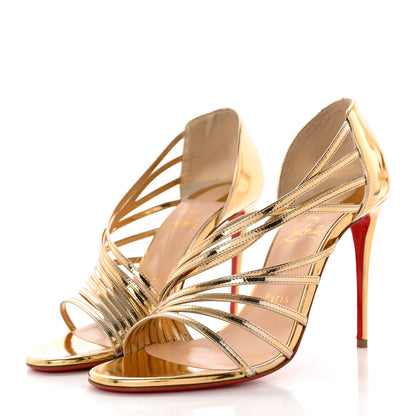 Christian Louboutin Specchio Norina 100 Sandals 37.5 Gold 3 of 12
