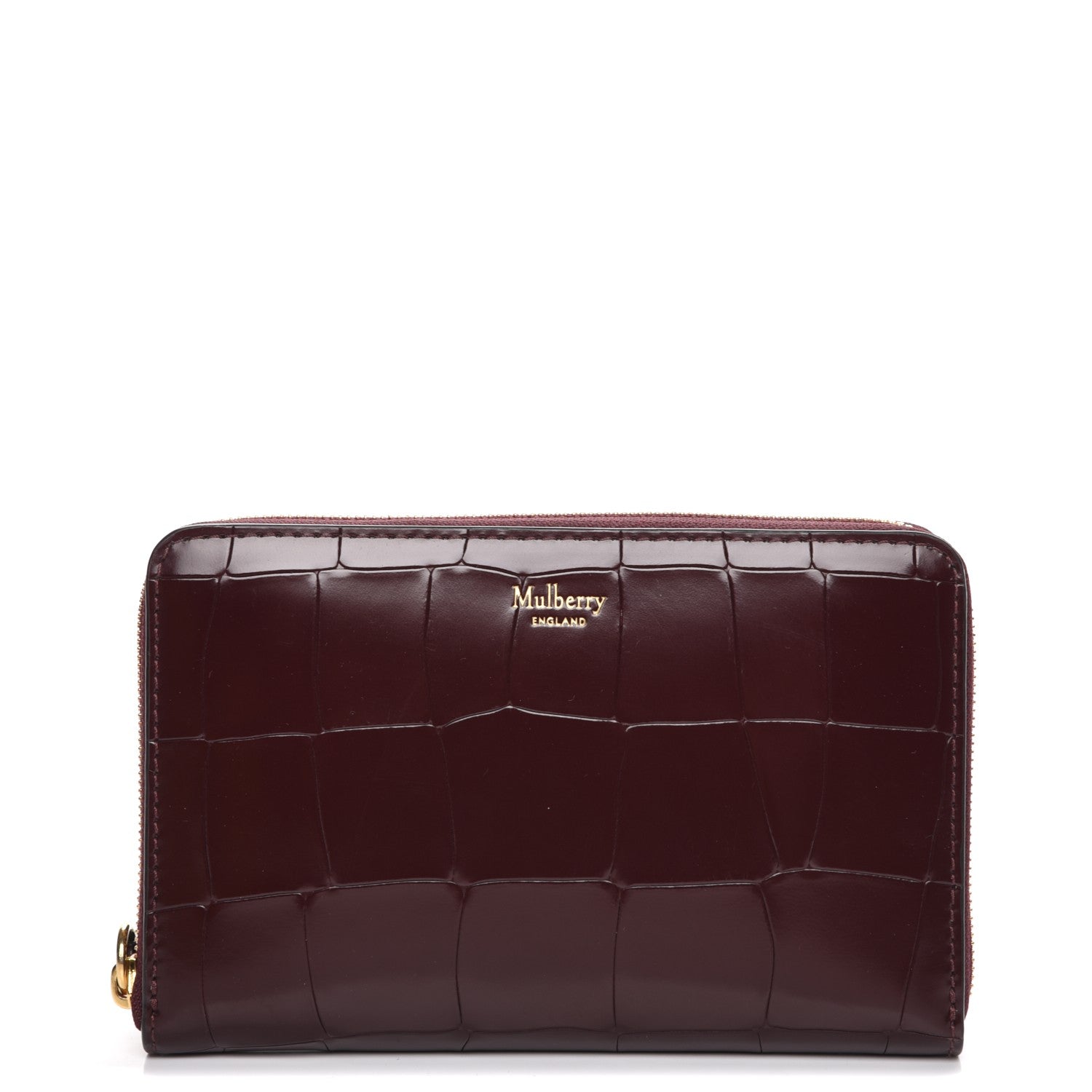 Mulberry Crocodile Embossed Medium Zip Around Wallet Burgundy 1 of 8