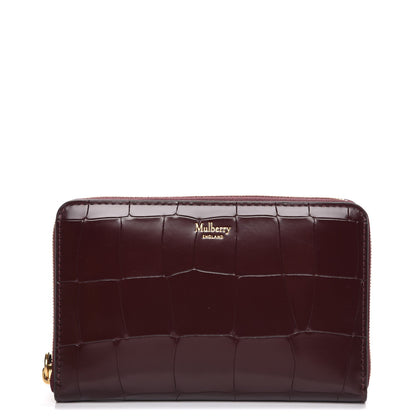 Mulberry Crocodile Embossed Medium Zip Around Wallet Burgundy 1 of 8