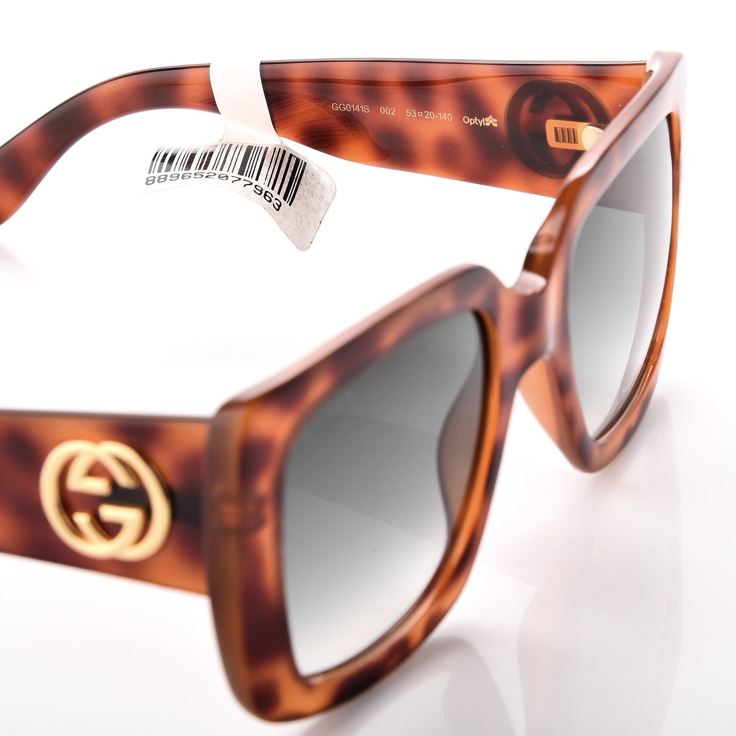 Gucci Acetate Square Frame Sunglasses GG0141S Tortoise 5 of 6