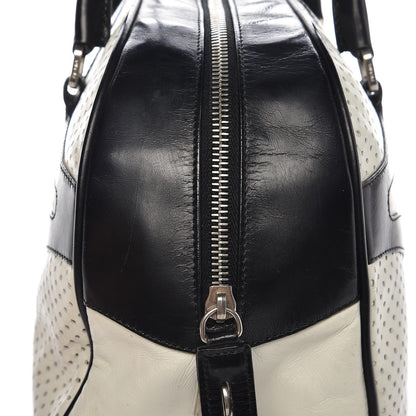 Prada Vitello Drive Perforated Bowling Bag Gesso Black 13 of 15