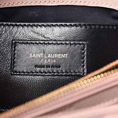 Saint Laurent Sheepskin Matelasse Chevron Monogram Medium College Bag Rose Poudre 7 of 10