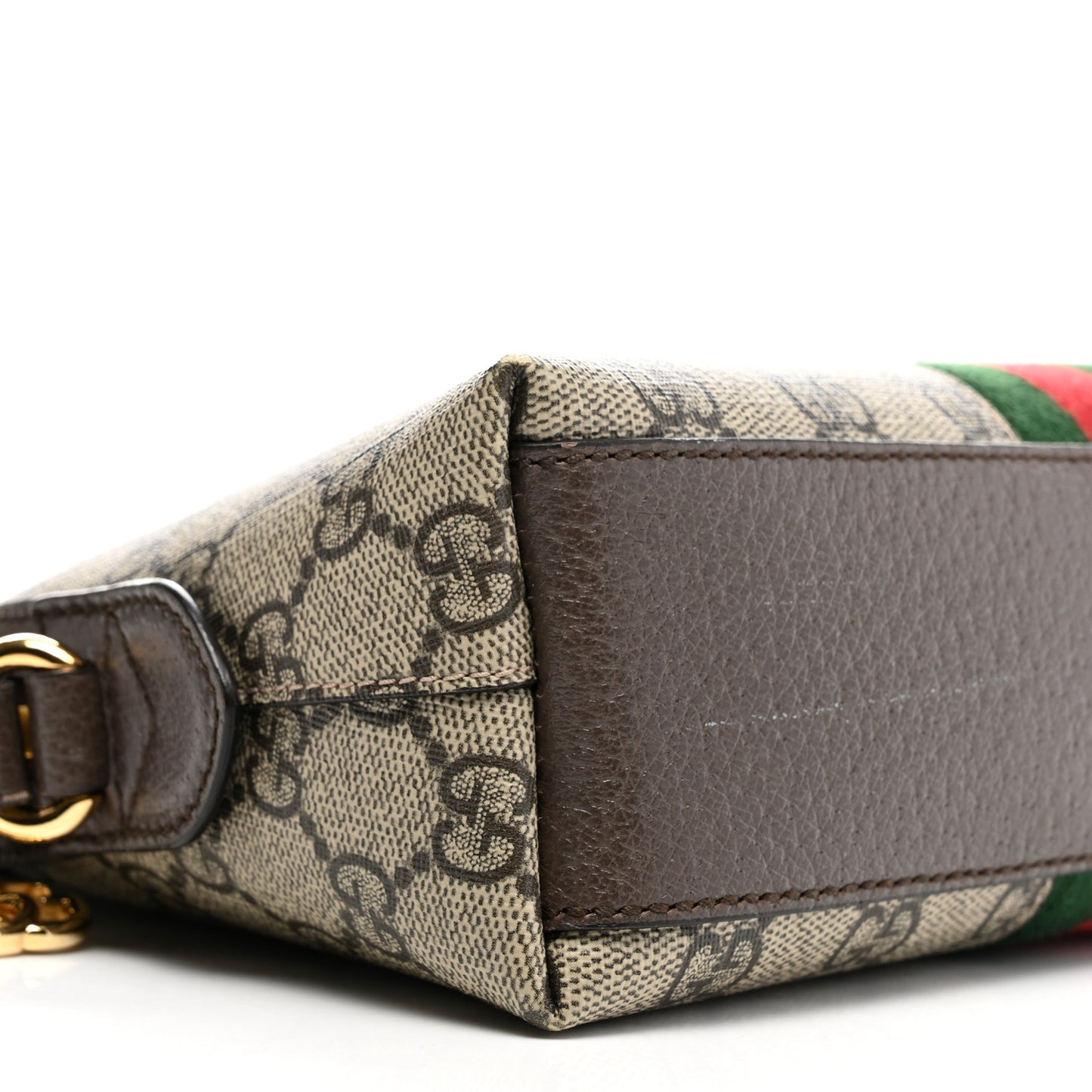 GG Supreme Monogram Textured Dollar Calfskin Web Small Ophidia Dome Shoulder Bag Beige Ebony New Acero