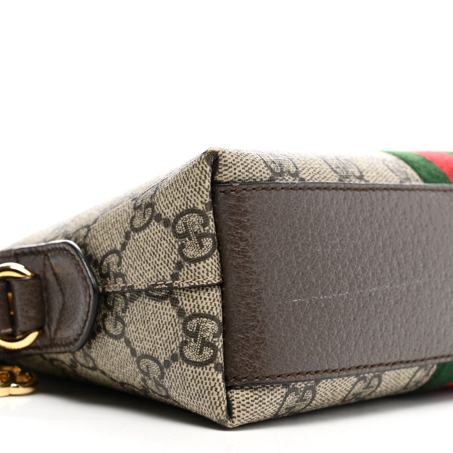 Gucci GG Supreme Monogram Textured Dollar Calfskin Web Small Ophidia Dome Shoulder Bag Beige Ebony New Acero 9 of 11
