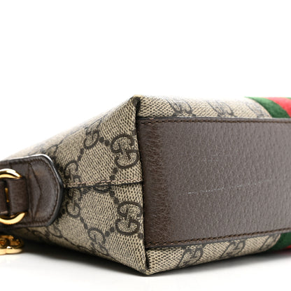 Gucci GG Supreme Monogram Textured Dollar Calfskin Web Small Ophidia Dome Shoulder Bag Beige Ebony New Acero 9 of 11
