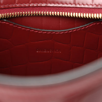 Balenciaga Semi Shiny Calfskin Crocodile Embossed Neo Classic Gold Hardware Mini City Dark Red 6 of 12