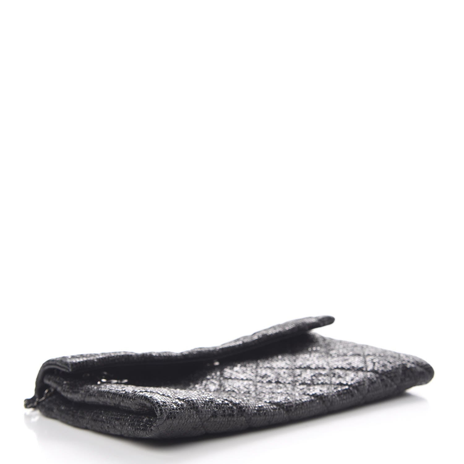 Chanel Iridescent Vinyl Quilted Clutch With Chain Black 4 of 10